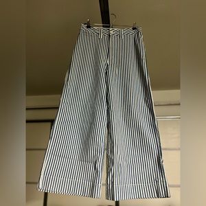 Madewell Emmett Herringbone Railroad Stripe Wide Leg Crop Pants